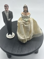 Vintage 1940 s Chalkware Wedding Cake Couple Topper Bride Groom