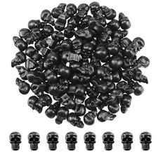 100 Counts Mini Black Skull Small Plastic Skull Heads Decor Halloween Skeleto...