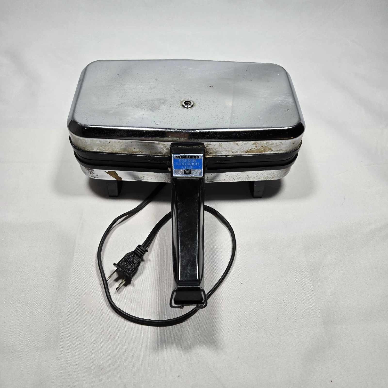 Vitantonio French Sandwich Chef Model 650 Vintage Stainless Steel Chrome WORKS