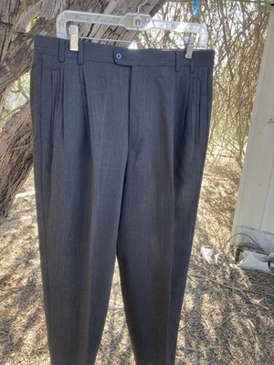 Zanella Dress Pants Mens Size 34x32 Gray Wool Italy Made City Business [561]