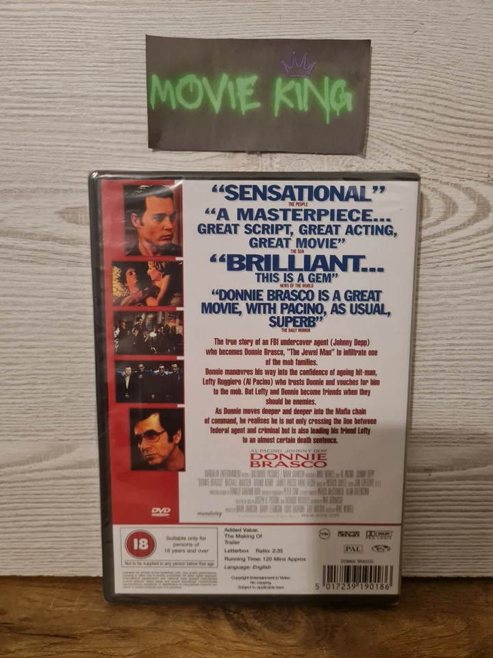 Donnie Brasco (DVD, 1997) [NEW & SEALED] Al Pacino Gangsters Johnny Depp [R2] UK - Image 3 of 4