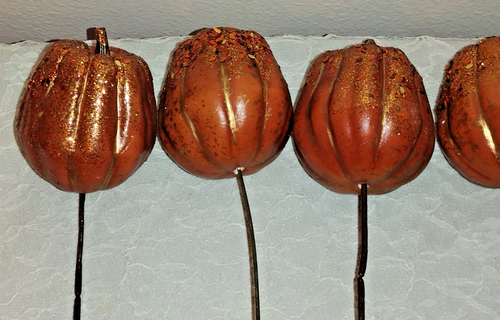 12pc Fall/Autumn Pumpkin Picks Glitter & Shiny for Thanksgiving Floral Creations - Picture 11 of 15