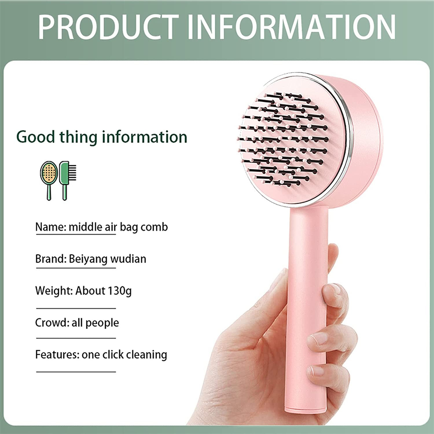 Brosse de massage à coussin d'air 3D avec poils rétractables, peigne autonettoya