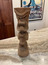 VTG Solid Wood Hawaiian Tiki Statue Hand Carved 15.5 