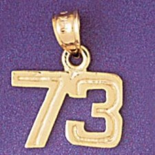 Number 73 Charm Pendant 14k Gold 1.2 Grams 