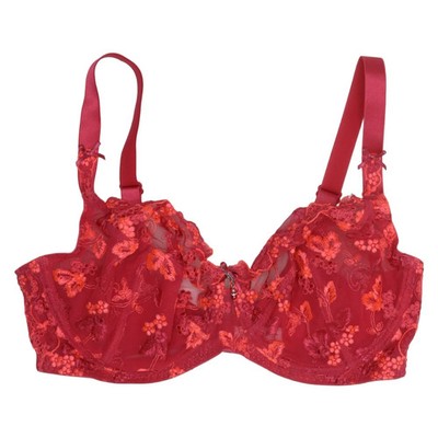 Lascana, BH, Größe: 80E, Rot, Elasthan/Polyamid, Blumen, Spitze, Damen #fKa