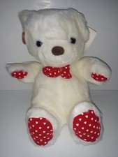 Caress Soft Pets by RUSS "Cherry" White Bear with Hearts 11" NEW 1980's Vintage
