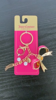 Juicy Couture Pink Bow Bag Charm & Gold Heart Keychain - NWT