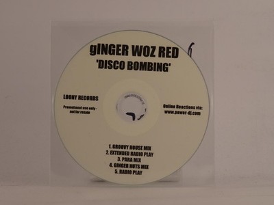 GINGER WOZ RED DISCO BOMBING (E88) 5 Track Promo CD Single including Plastic Sle