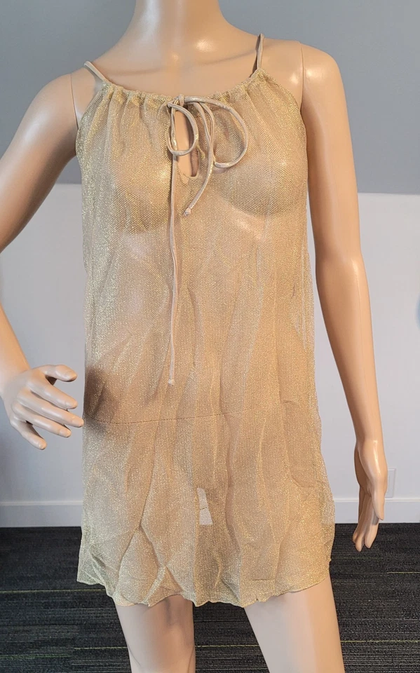 Ritchie Women Loose  Polyester Gold Bikini Cover Up Sheer Short Dress  O/S R8097 - Image 2 of 4
