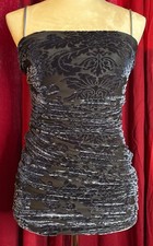 Windsor Ruched Velvet Mini Dress Black Purple XS Luxe Factor Burnout