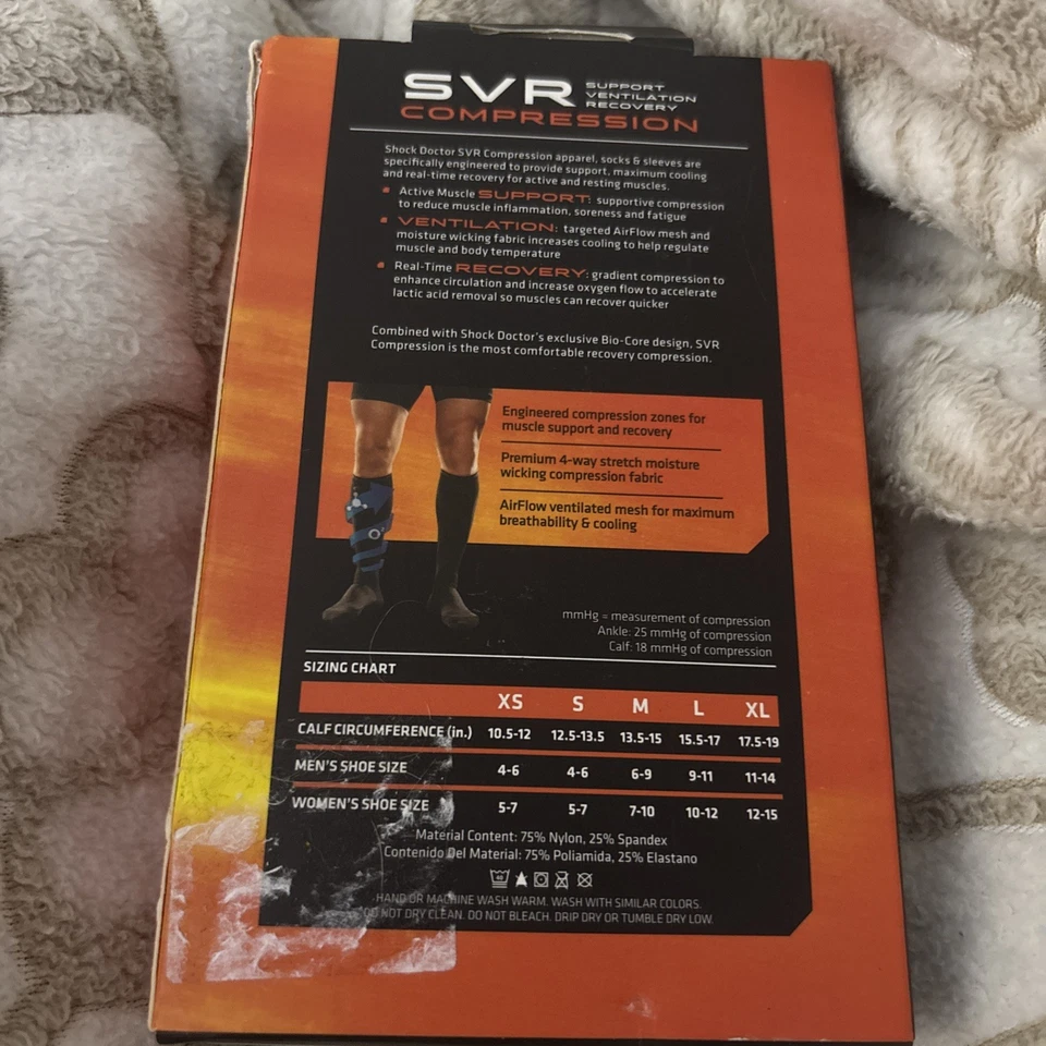 Calcetines de compresión Shock Doctor 727 SVR Recovery pantorrilla (PAR) pequeños rosas nuevos en caja Foto 4 de 4