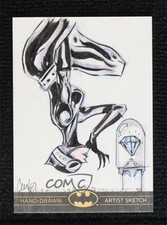 2012-13 Cryptozoic DC Batman: The Legend 1/1 Unknown Artist Auto Sketch 06bg