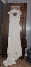 Justin Alexander Wedding Dress Gown, White, Strapless, Lace Flower Embroidery