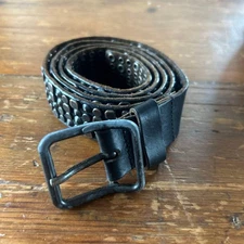 Diesel Men Studded Black Cowhide Leather Belt Luxury Classic Sleek Italian Used