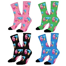 6 7 Socks 6 7 Number Funny Feetwear Fall Thermal Mid-Calf Socks For Birthday 