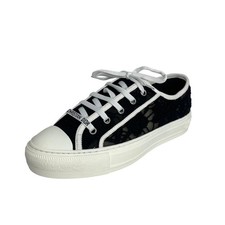CHRISTIAN DIOR "Walk'n'Dior" Black Transparent Mesh Embroidered Lace Sneakers -