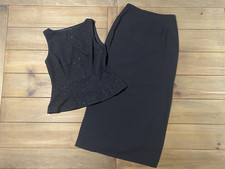 David Warren New York Maxi Dress Black Sequin Formal Evening Party Gown Size 4