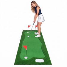 10 x 3.5ft Golf Putting Green w/3 Hole Cups 3 Flags, 3 Hole Covers for Home