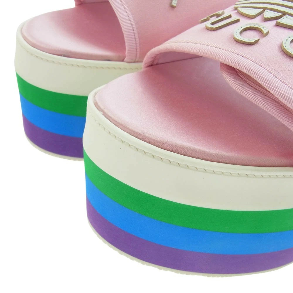 GUCCI 702294 adidas Platform Silk Platform Sandals Pink Multicolor 39.5 Women's thumbnail 4