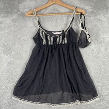 Victorias Secret Lace Babydoll Chemise Lingerie Set Womens Small Black