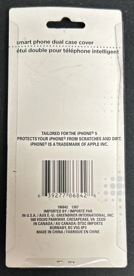 Blue/White Smart Cell Phone Dual Case Cover Protector For iPhone 5 New Old Stock - Image 2 of 2