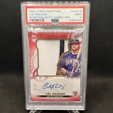 2022 Topps Inception Cal Raleigh Autograph Jumbo Patch Red Ref /50 PSA 9