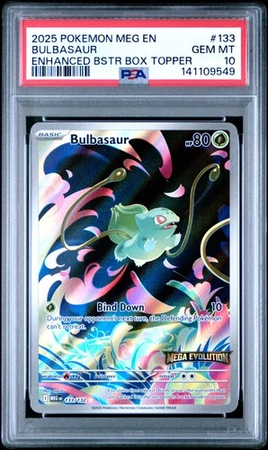 2025 POKEMON MEG EN-MEGA EVOLUTION ENHANCED BOOSTER BOX TOPPER BULBASAUR PSA 10