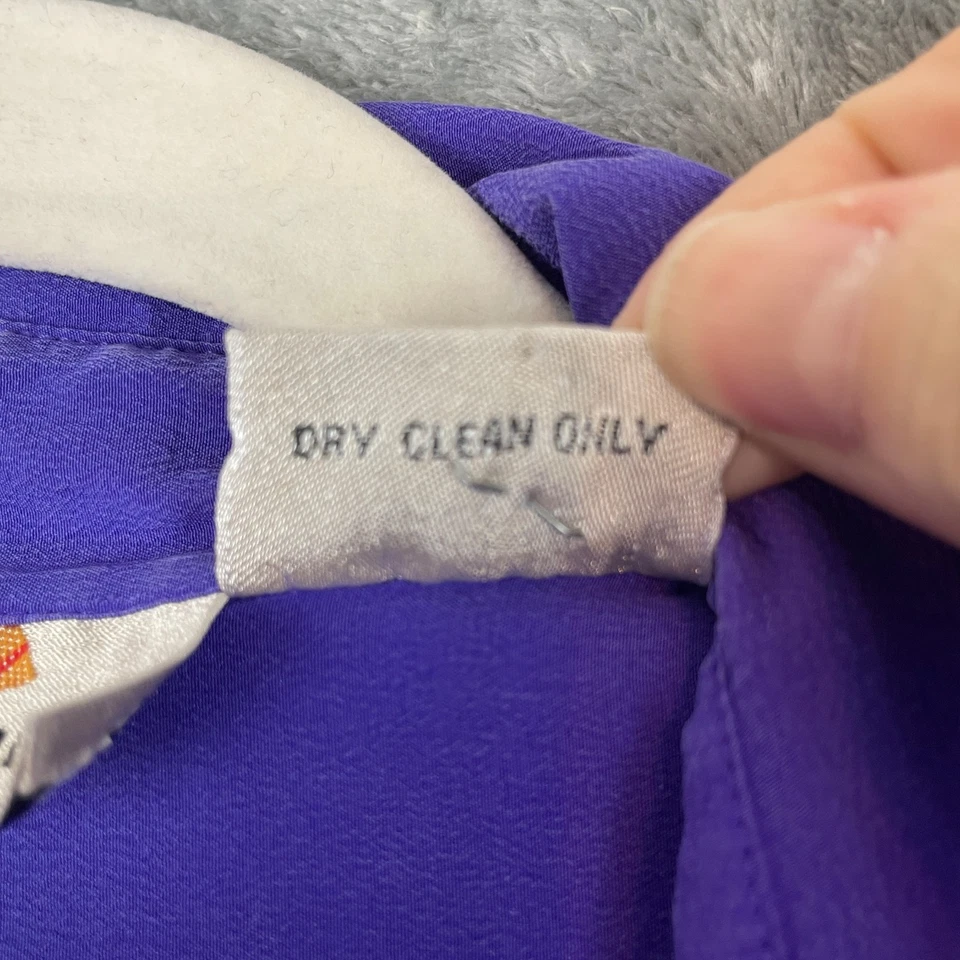 Vintage Liz Claiborne Dress Size 12 Purple 100% Silk Long Sleeve Secretary - Image 3 of 4