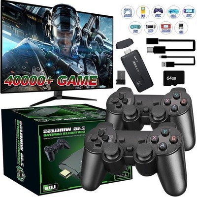 40000+ Retro Videospielkonsole 4K HD TV Spiel Stick 64GB w/2 Wireless Controller