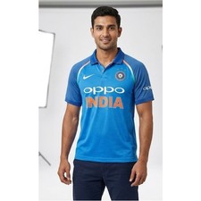 Nike India Cricket Jersey Men's XL Blue Dri-Fit Oppo 2018 ICC World Cup Style