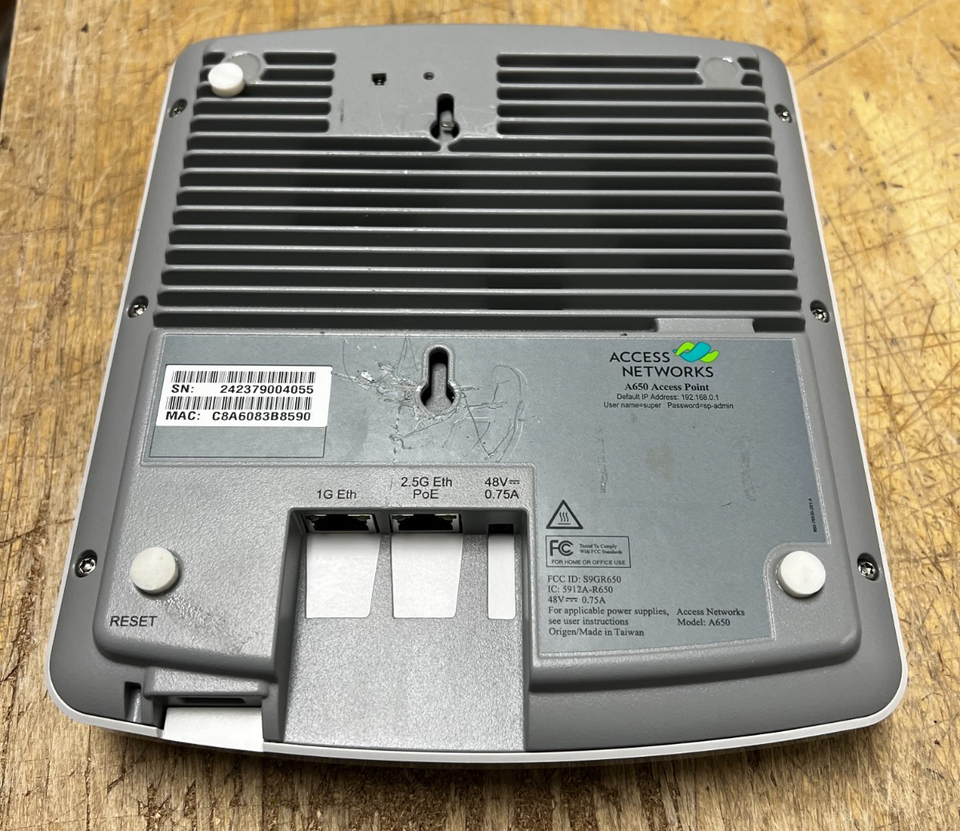 Access Networks A650 Wi-Fi 6 ANU-A650 US00 Dual-Band Wireless Access ...