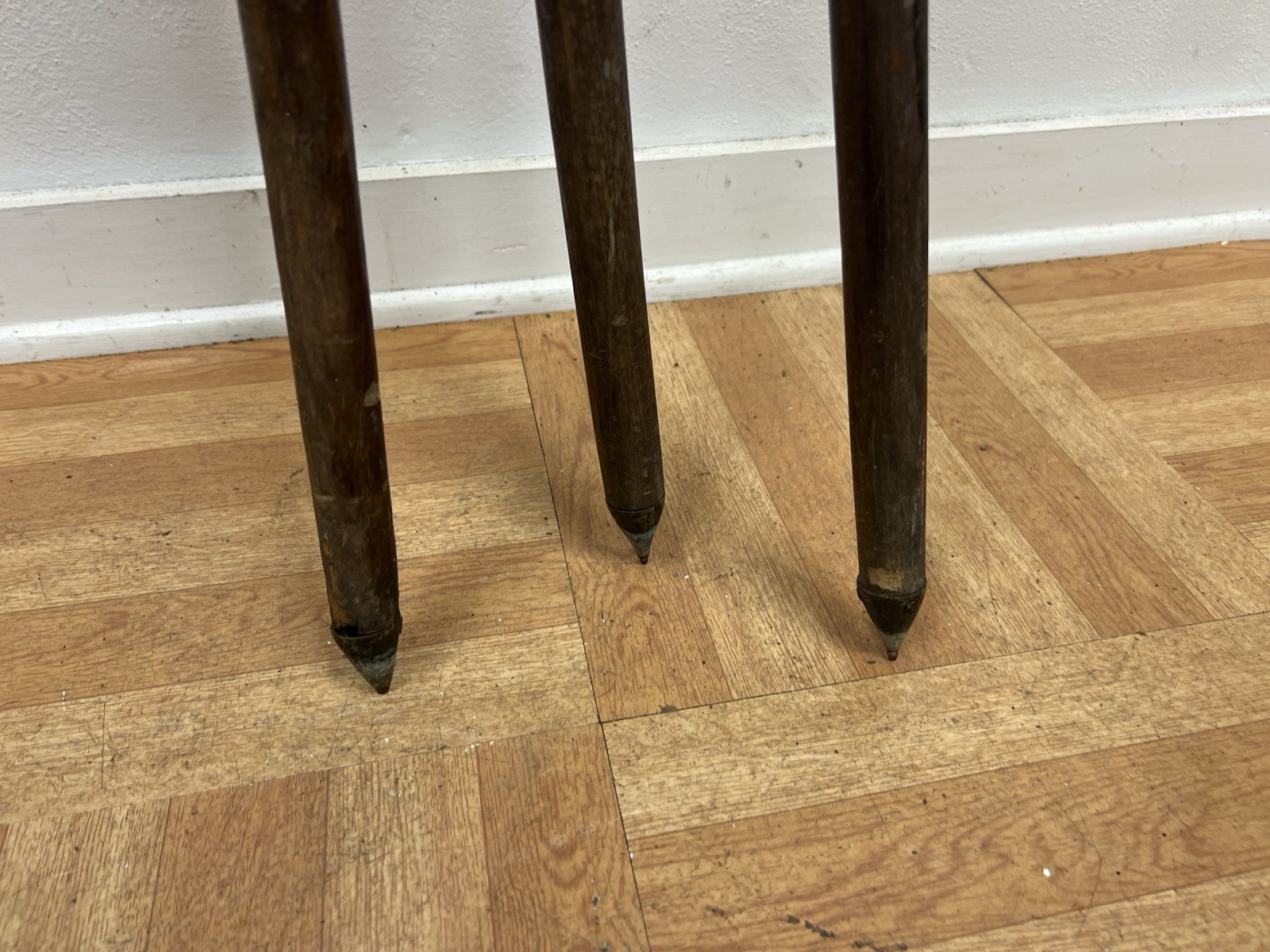 Vintage WOOD TRIPOD rustic decor transit light stand survey industrial brass 4'