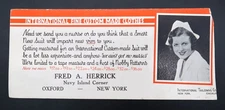 Vtg International Fine Custom Made Clothes Fred A Herrick Ink Blotter Nurse Ad