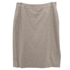 SAKS FIFTH AVENUE Collection Wool Cashmere Pencil Skirt Check ITALY Size 16