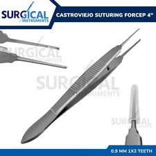 Castroviejo Suturing Forcep 4" 0.9 mm 1x2 teeth Dermal Surgical German Grade