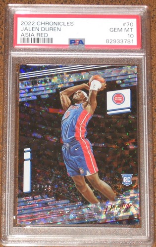 2022-23 Panini Chronicles Prestige Jalen Duren Asia Red 10/48 Rookie RC PSA 10 - Foto 3 di 6