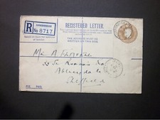 GB Stationery 1940 KGVI 51/2d Registered Envelope (H&B RP53) GAINSBOROUGH LINCS
