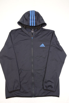 Adidas Track Jacket Adult Medium Black Full Zip Hooded Performance Breathable