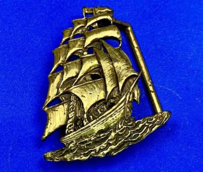 Isis Clipper Ship Sail Boat On Open Sea Ocean Rare Nautical Brass Belt Buckle