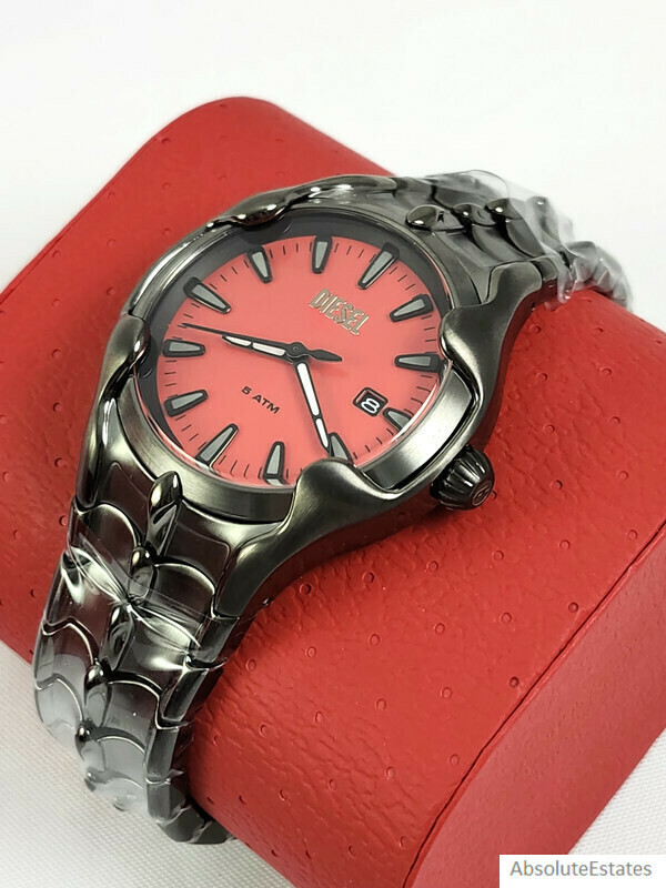 NEW Diesel Vert Limited Edition Gunmetal & Red Mens Watch