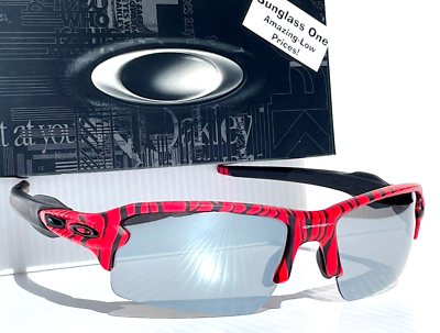 NEW Oakley FLAK 2.0 Red Tiger Stripes POLARIZED Galaxy Chrome Lens