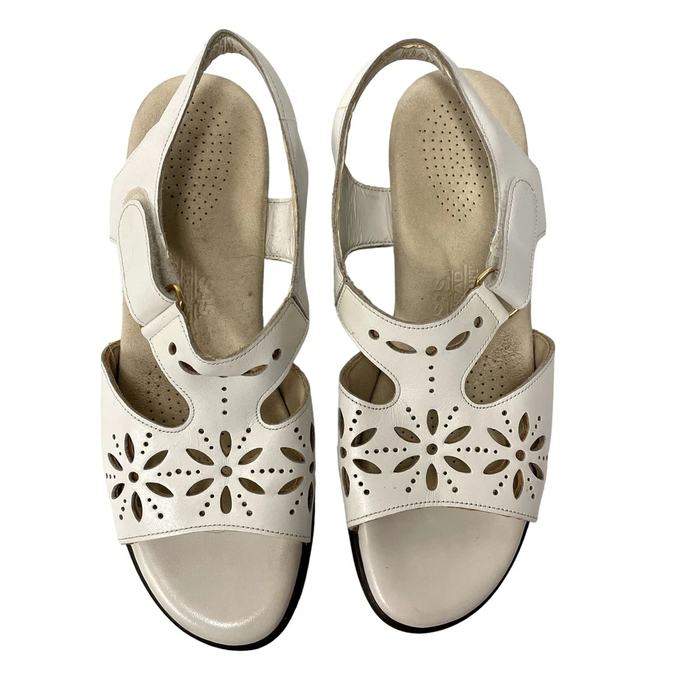 SAS Tripad Comfort White FLORAL Cutout Leather Sandals Open Toe Shoes USA 8 M - Image 3 of 4