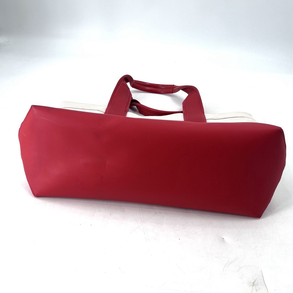 Tory Burch Ivory Red Large Canvas Shoulder Tote Bag Handbag Purse eBay