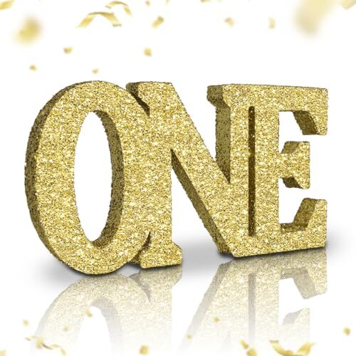 Pale Gold Glitter ONE Letters Sign for First Birthday 1st Birthday ...