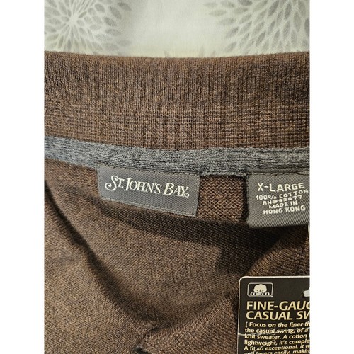 St. John's Bay Fine-Gauge Casual Sweater Polo Shirt Brown X-Large - Picture 2 of 6