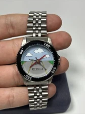 Vintage Joe Boxer 1996 Timex Airplane Black Bezel Stainless Quartz Watch