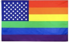 US Rainbow Flag 3x5 ft Gay Lesbian LGBT Pride USA Stars Stripes American America