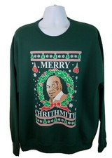 Jerzees Mike Tyson Merry Chrithmith Christmas Parody Green Sweatshirt Size XL