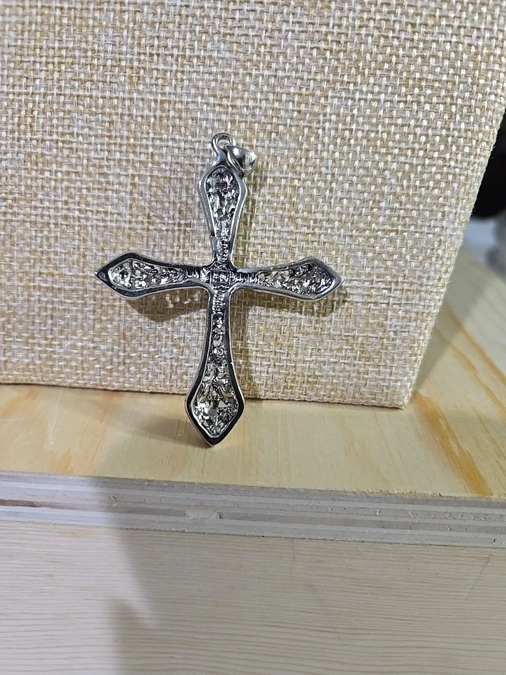 Кулон крест со стразами Premier Designs 2,5 дюйма серебристого цвета AB - Изображение 3 из 3